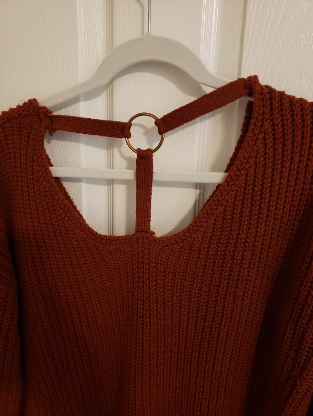Unique Ribbed Knit Sweater With Fun Details - Cinnamon Color - Picture 5 of 7